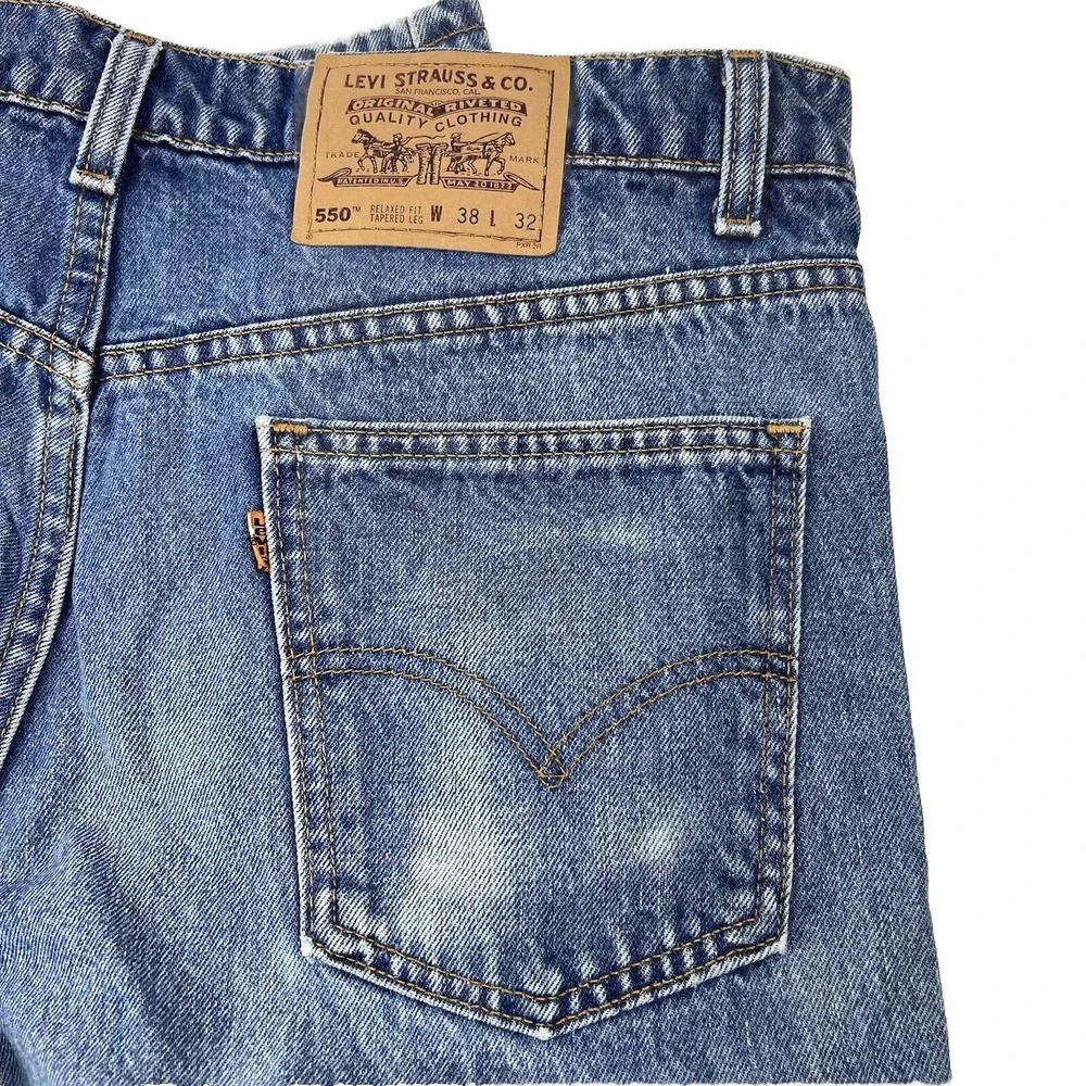 VTG Levi Strauss &‎ Co Blue 550 Ct Orange Tab Made in USA Jeans Mens Size 38X32
